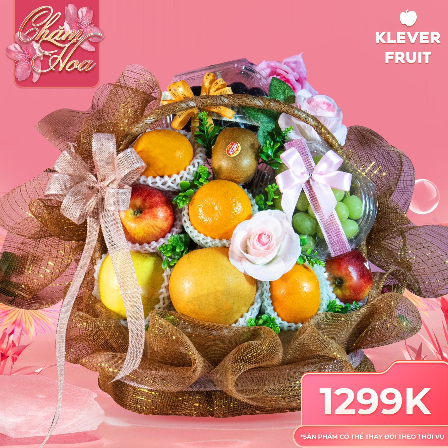 Giỏ Quà 8.3 Thanh Khiết Tròn Đầy - Giỏ quà trái cây Klever Fruit