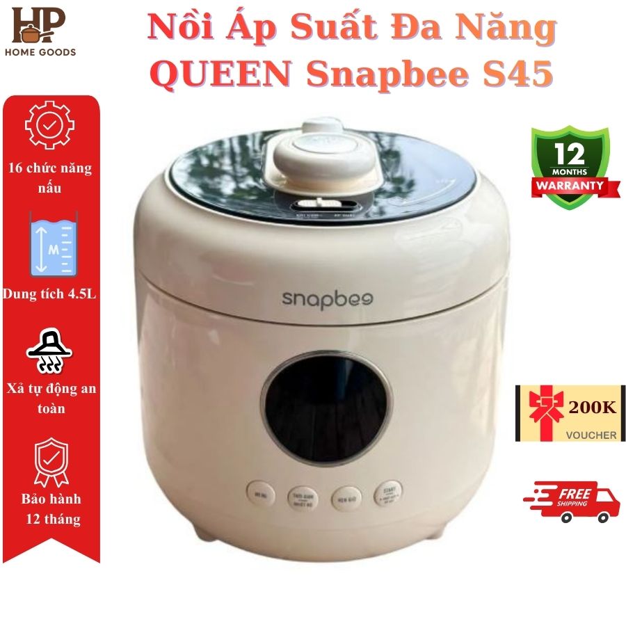 Nồi Áp Suất SNAPBEE QUEEN S45 Dung Tích 4,5 Lít, 2 Lòng Nồi, Nhỏ Gọn Tiện Lợi, Tiết Kiệm Thời Gian