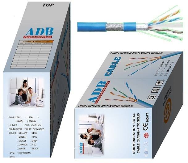 Dây Cáp Mạng ADB Cat5E SFTP Bọc Bạc Chống Nhiễu 305M / Cuộn (Màu Xanh) Hàng Chính Hãng