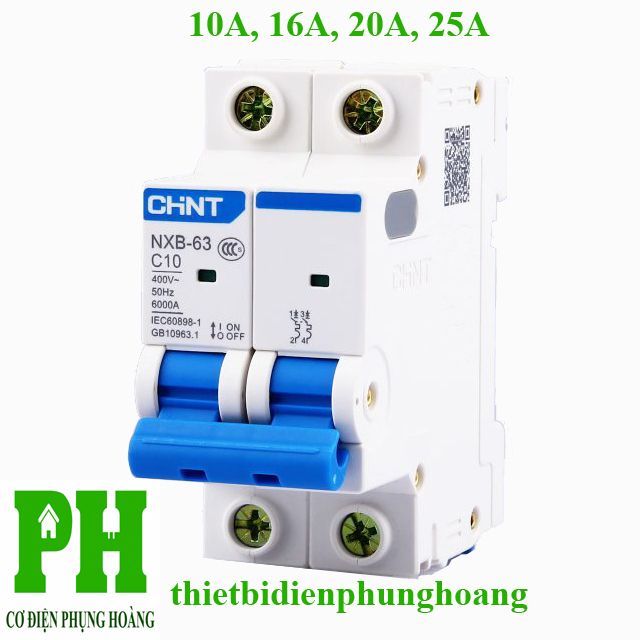 Aptomat - mcb chint 2 pha loại nxb-63 6ka