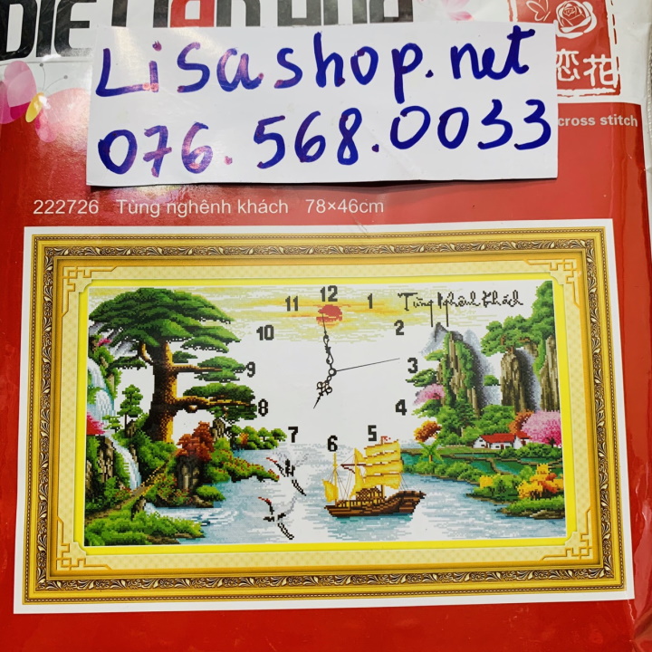 [HCM]Tranh thêu TÙNG NGHÊNH KHÁCH 78x46cm chưa thêu 222726