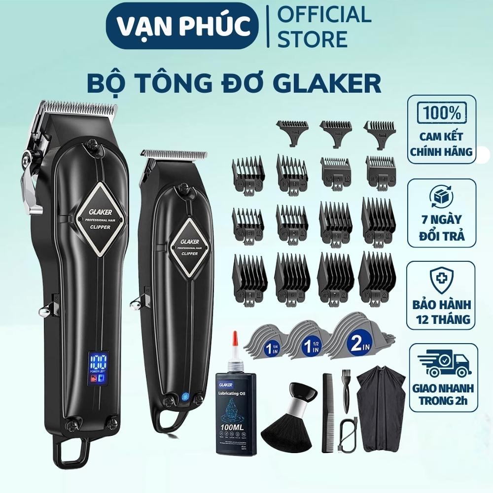 Tông đơ cắt tóc Glaker GL K11S, tông đơ cắt tóc cạo râu chuyên nghiệp, tăng đơ cắt tóc không dây có thể sạc lại màn hình led, tông đơ cắt tỉa tóc cho nam vỏ kim loại màu bạc baỏ hành 12 tháng đổi mới