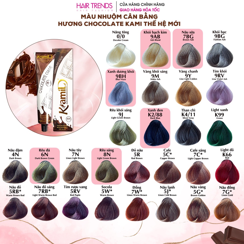 GIÁ SỈ] Thuốc nhuộm tóc collagen KAMI,thuốc nhuộm không cần tẩy hương socola thế hệ mới - phủ bạc (Ko kèm trợ nhuộm)