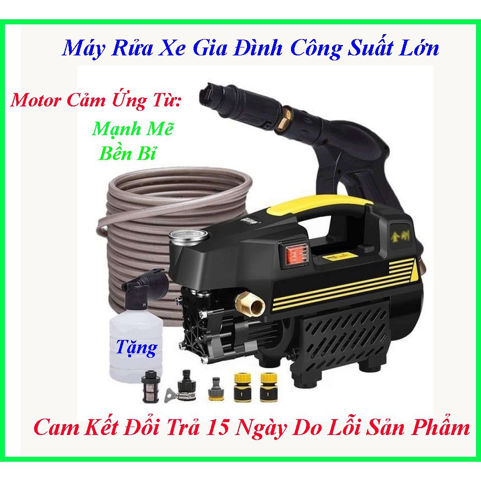 Máy rửa xe mini gia đình áp lực cao - Lõi đồng 100%,TẶNG BÌNH ỌT