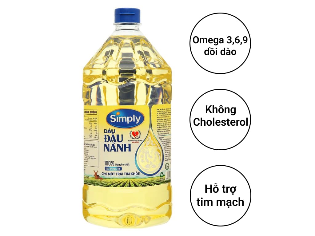 Dầu đậu nành nguyên chất Simply can 2 lít