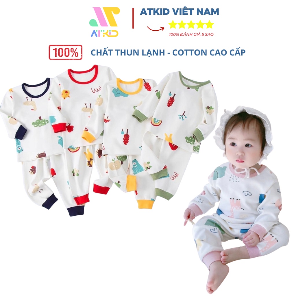 Bộ quần áo dài tay Minky mom khu rừng chất thun lạnh cao cấp cho bé trai bé gái