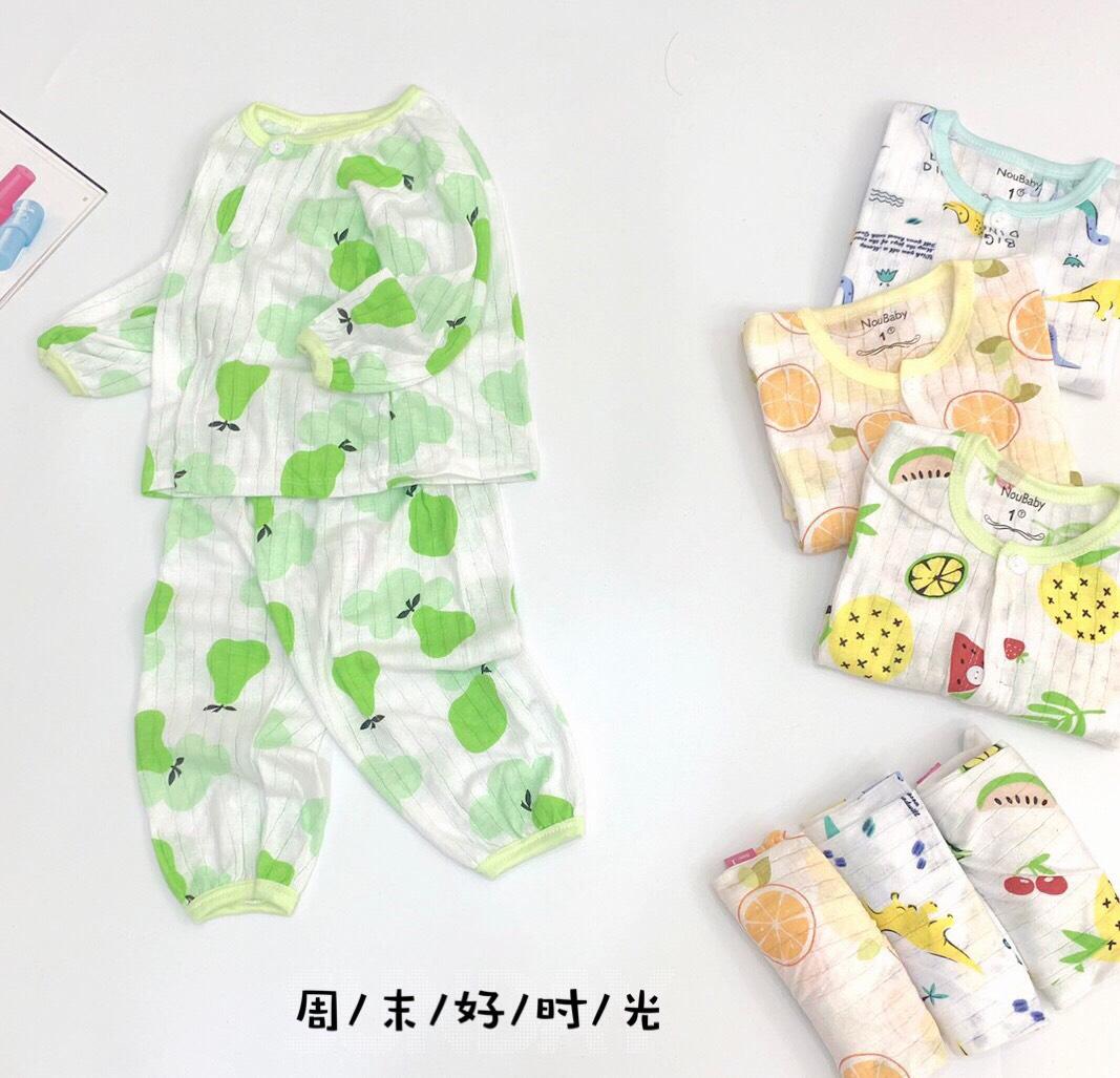 sét 3 bộ cotton giấy dài tay cài cúc giữa cho bé trai/ bé gái (KÈM QUÀ TẶNG)