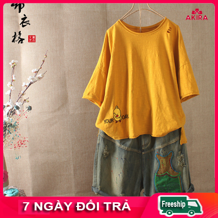 Áo thun nữ, ao thun nu, Áo kiểu nữ vintage style cá tính cao cấp - Thời trang phong cách Nhật Akira Store