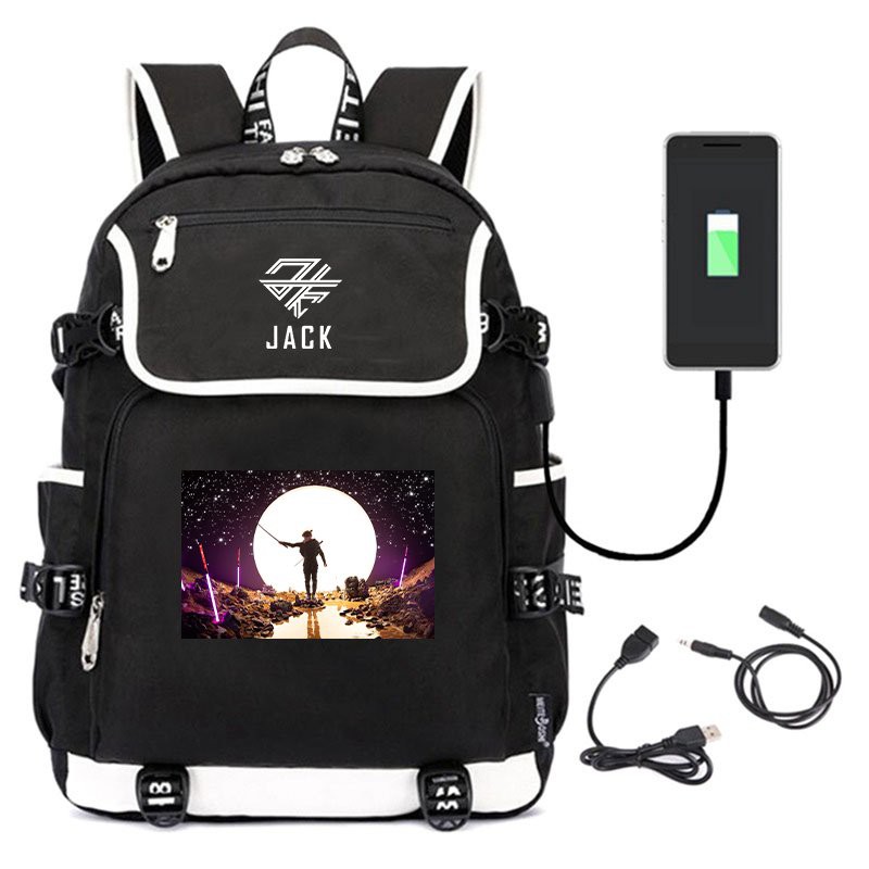 Balo nắp ngang in hình JACK HOA HẢI ĐƯỜNG thiết kế thông minh đi học cho nam nữ