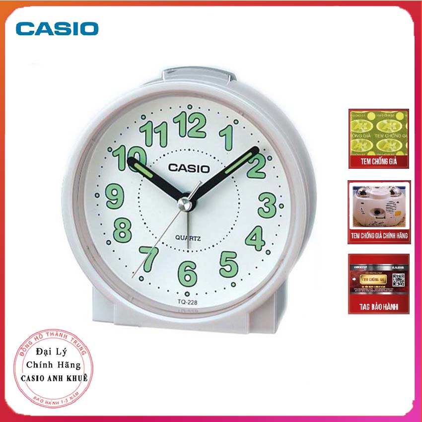 Đồng hồ để bàn Casio TQ-228-7DF  báo thức (Đường kính 8.6 cm )