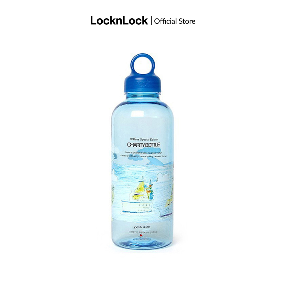 Bình nước Lock&Lock Bisfree in tranh hình thuyền 700ml - Màu xanh biển (Tranh do những em nhỏ