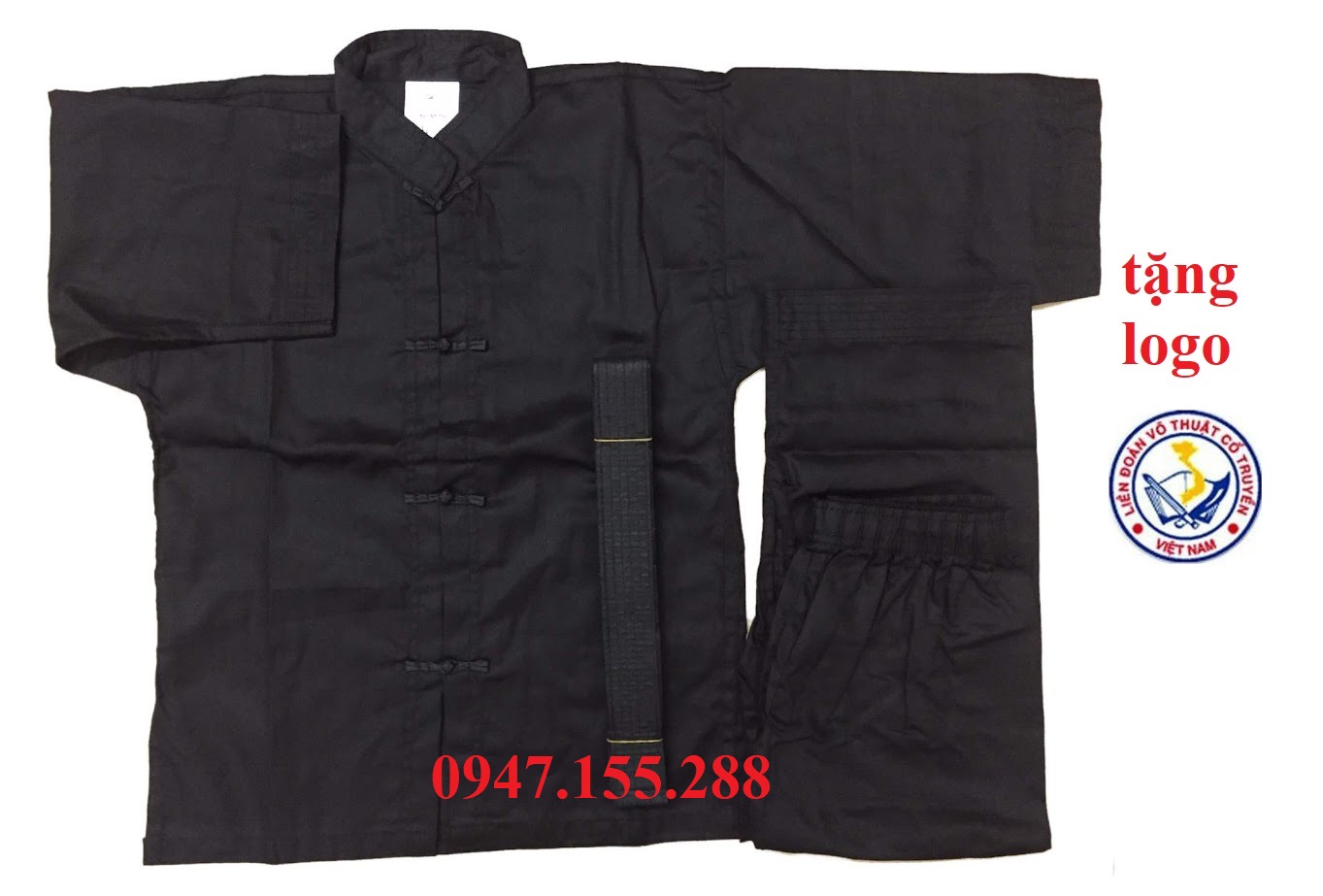 Võ phục quần áo kungfu màu đen vải kaki