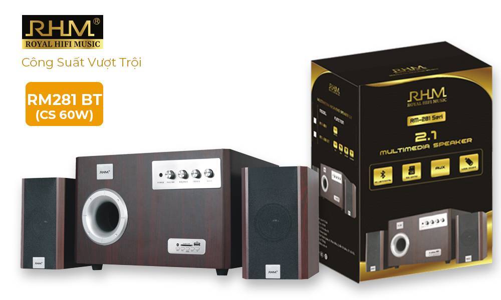 Loa 2.1 chuyên nghiệp RHM RM281 BT - 60W tổng, (có bluetooth)