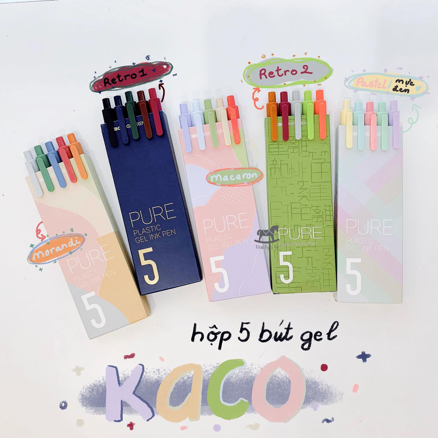 Set 5 Bút Gel Kaco Pure - Tiệm Ngựa Gỗ