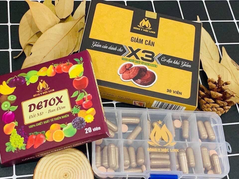 [HCM]Giảm Cân Slim X3 Đông Y Mộc Linh + Tặng 20 viên detox đêm