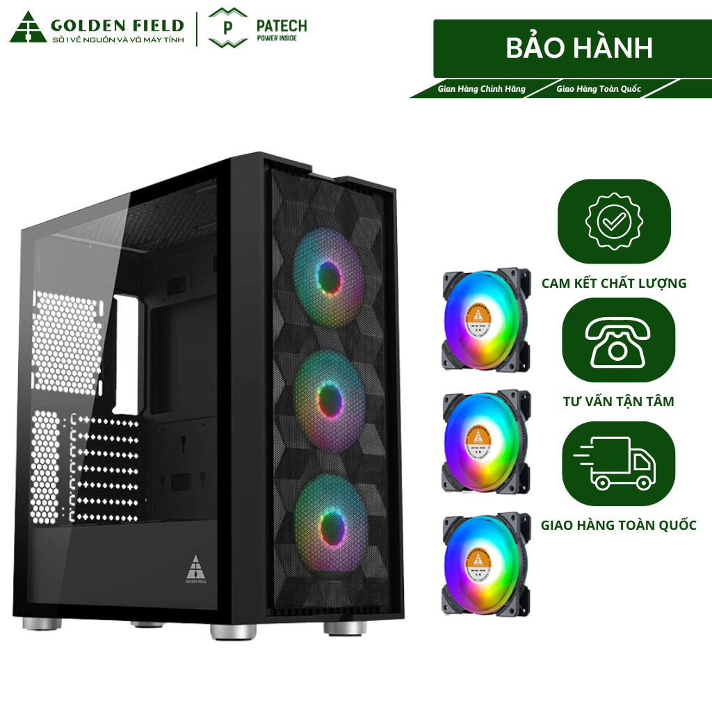 Vỏ Case Máy Tính Golden Field Gaming Mage-B 8706B 3XMA(3 Quạt Lắp Sẵn) - Hàng Chính Hãng |Patech Electronics Giá 1,507,900 Đồng*Miễn phí vận chuyển