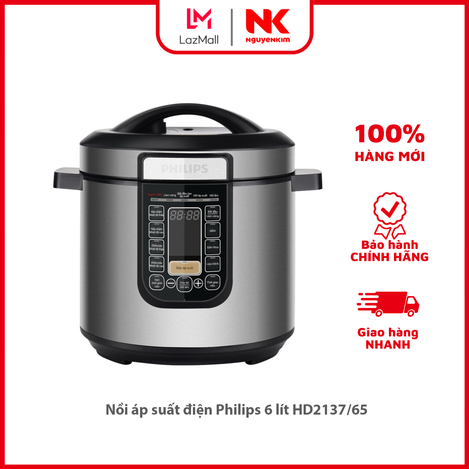 Nồi áp suất điện philips 6 lít hd2137/65