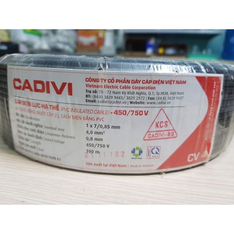 Dây điện đơn cadivi cv 4.0