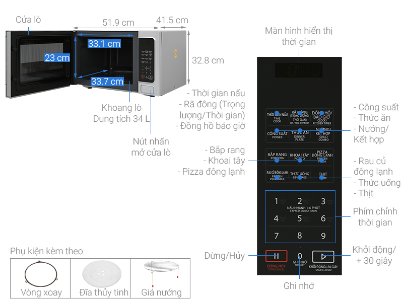 Lò vi sóng có nướng Toshiba ER-SGS34(S1)VN 34 lít