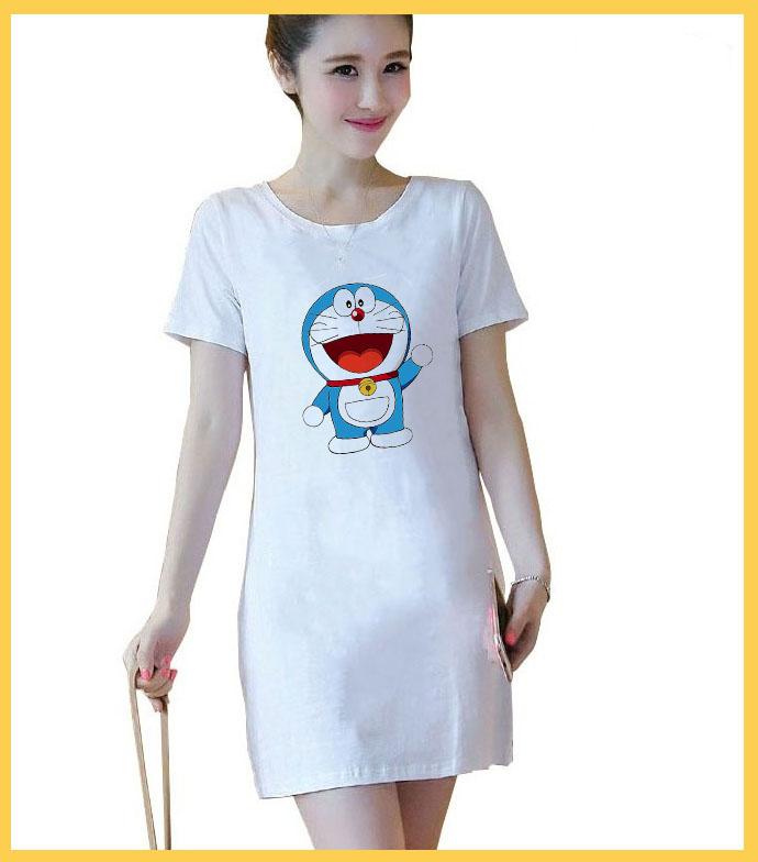 [HCM]Đầm suông nữ in hình DOREMON thời trang nữ G208