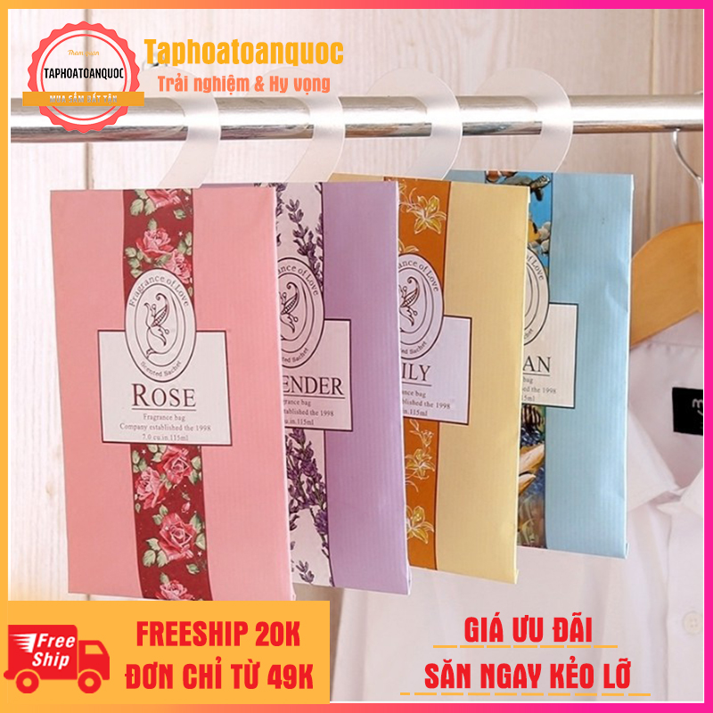 Túi thơm treo tủ quần áo hòm đồ tủ giày hương dịu, túi khử mùi hương thảo mộc thiên nhiên mẫu mới vỏ màu (TTM02), Taphoatoanquoc