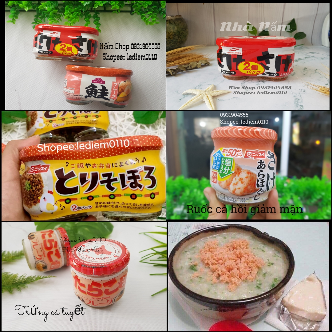 Ruốc cá hồi, ruốc trứng cá tuyết, ruốc gà cho bé ăn dặm