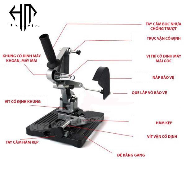 (Loại Tốt) Khung Gắn Đế Kẹp Máy Mài TZ6103 - Đế bằng gang - Đế Kẹp Chuyển Đổi Máy Mài Thành Máy Cắt Bàn - Thương Hiệu TeZong - HẢI MY STORE