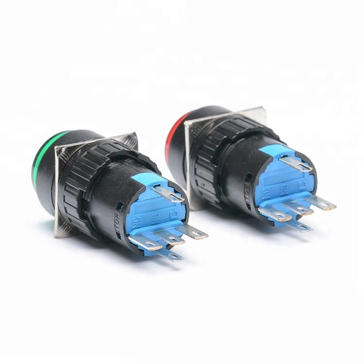 Công tắc nhấn nhả LA16Y-11D có LED 24V phi 16mm 5 chân