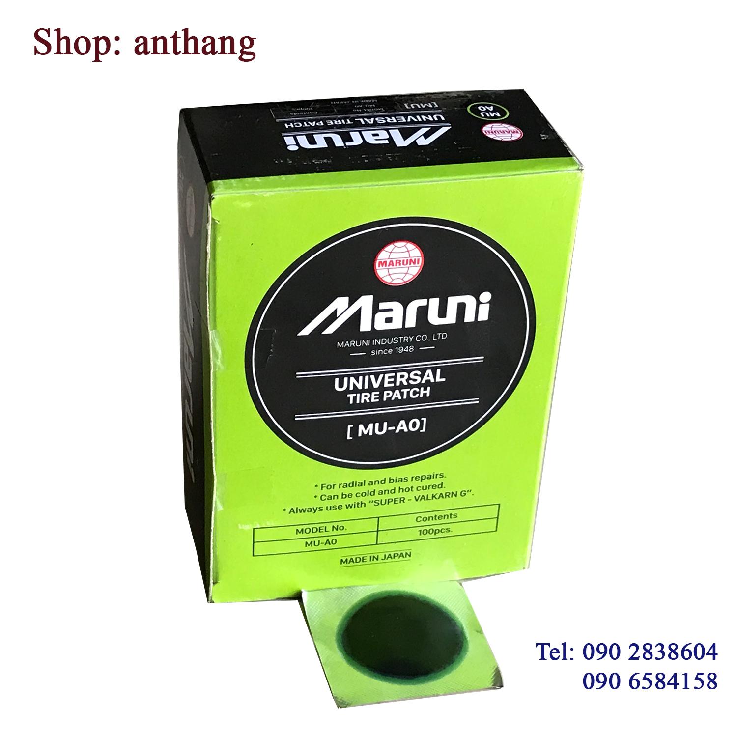 Hộp 100 miếng vá dùng cho lốp không săm MU-A0 - Maruni, Nhật bản