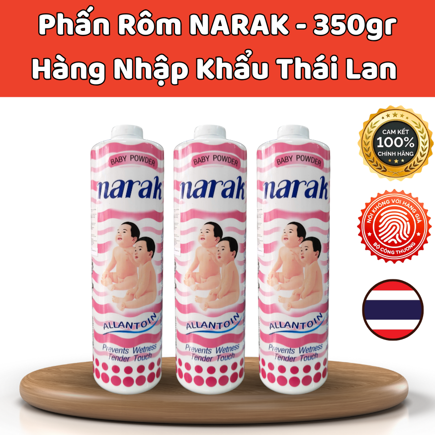 Narak Baby Powder - 350Gr Imported from Thailand, Protects Baby's Skin from Dampness, Can Be Used for Hair Care.