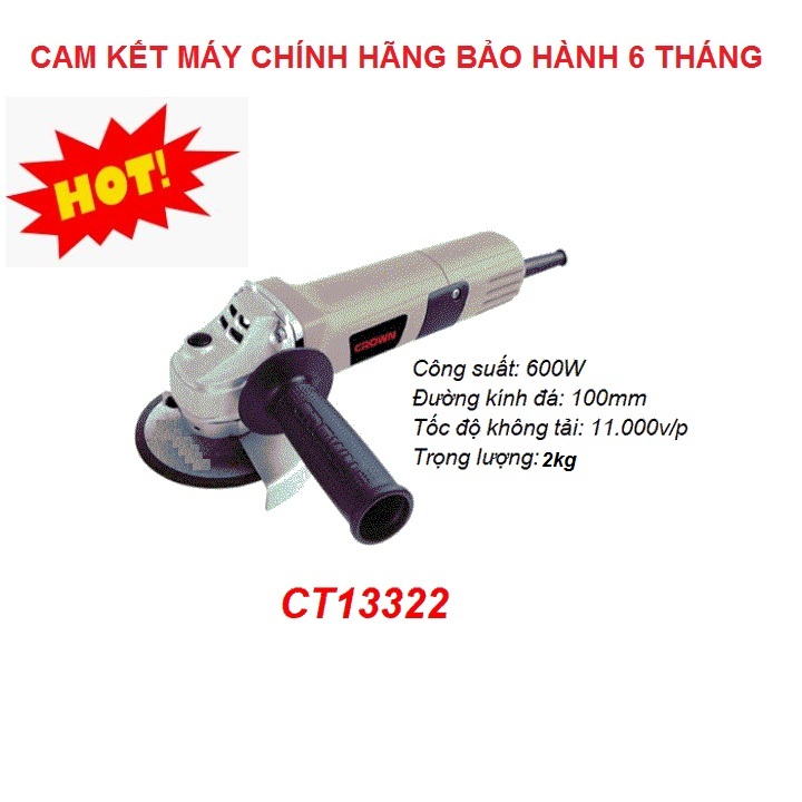 Máy Cắt, May Mài Crown TC13288 860w, Tặng Đĩa Cắt 100mm, Máy Mài Góc Crown TC13322 600w Tặng Đĩa Mài, Máy Cắt Hãng Crown 860w-11000v