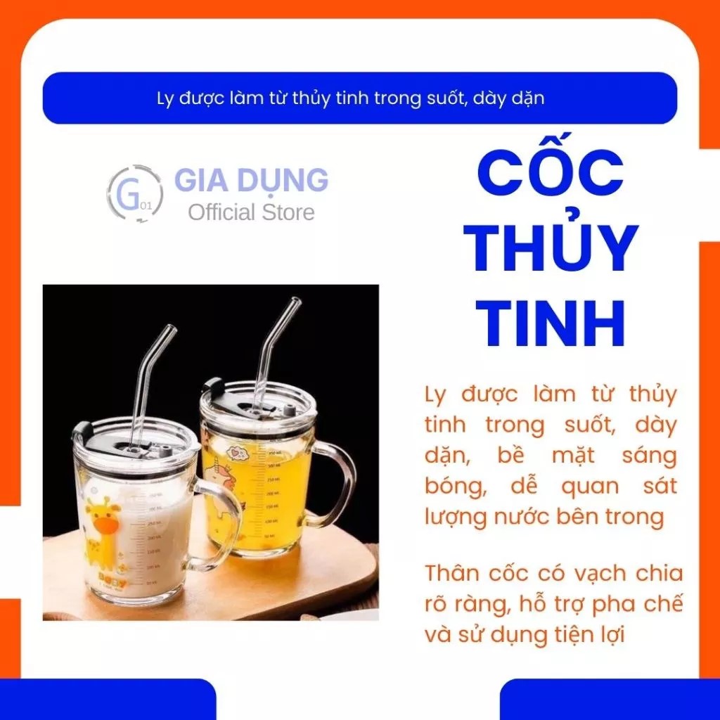 Cốc thủy tinh 400ML kèm nắp đậy và ống hút là vật dụng tiện lợi cho sinh hoạt hằng ngày