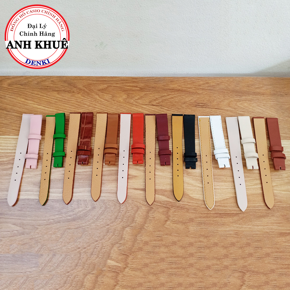 [HỘP GỖ] Dây đồng hồ da bò KHÓA BƯỚM Handmade lắp cho đồng hồ Casio, dây may tay FULL MÀU cho nữ siêu mềm [CÓ KHÓA]