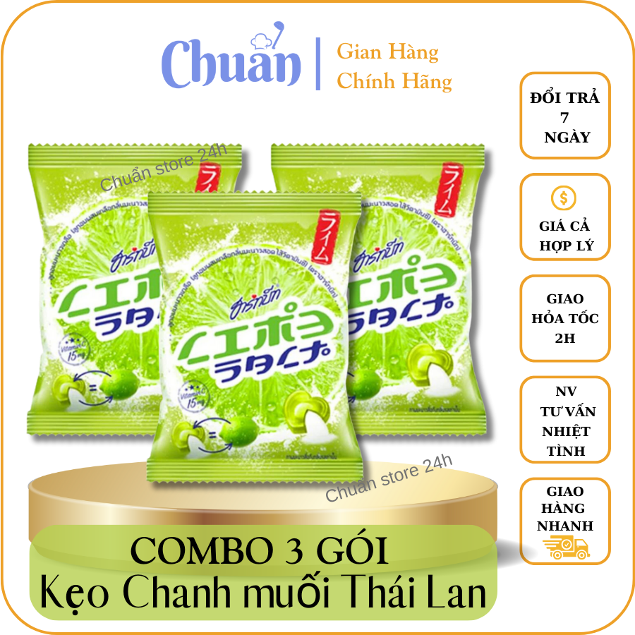 COMBO 3 GÓI Kẹo Chanh Muối Thái Lan 120gr. Chuẩn Store 24h