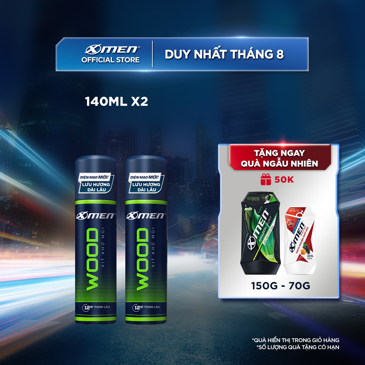 Combo 2 xịt khử mùi x-men wood 140ml