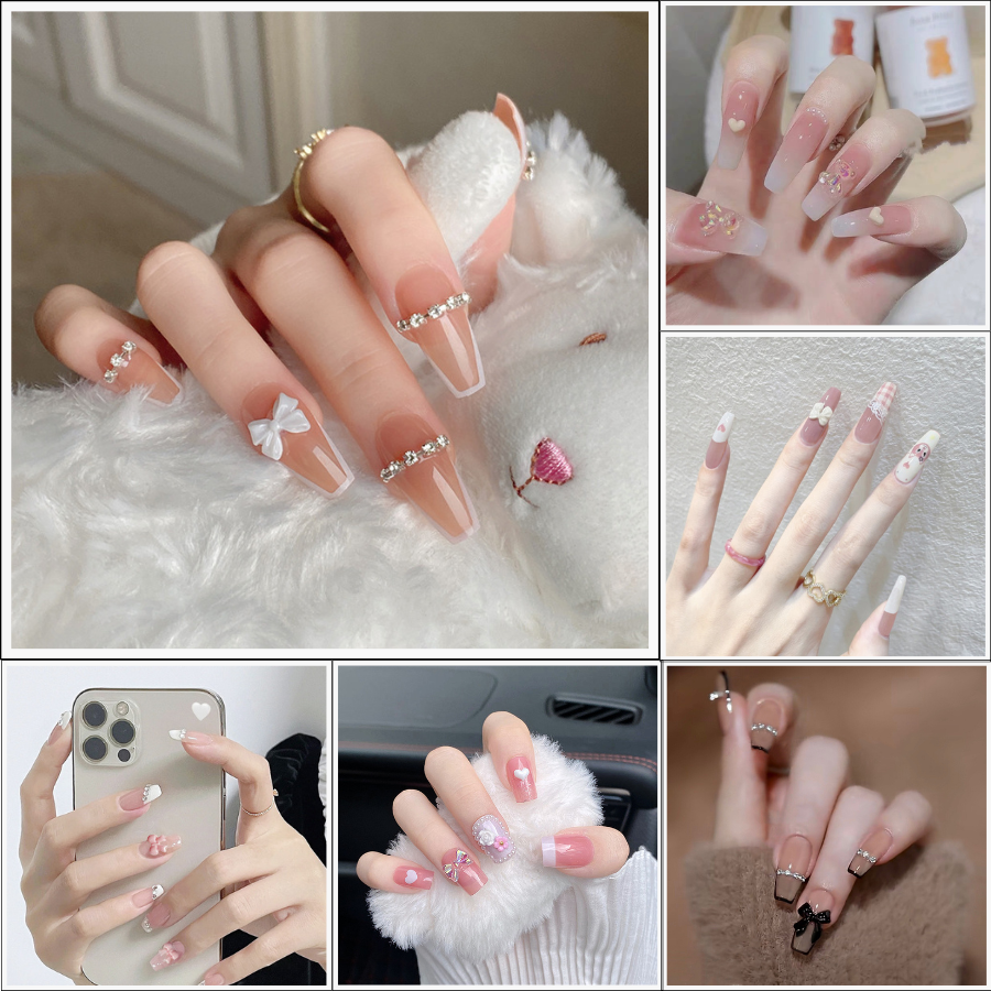 Bst móng giả dáng dài đính đá cao cấp
