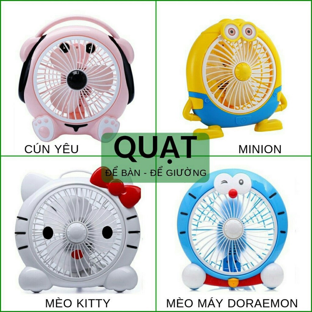 Quạt Để Bàn Mini Hình Thú Loại Xịn - Quạt Tích Điện Hình Thú Cỡ Lớn - 3 Tốc Độ Gió Hạn Chế Gây Tiếng Ồn - Làm Mát Nhanh Chóng - Ít Bám Bụi Dễ Vệ Sinh - Cổng Sạc USB Thông Dụng Với Nguồn Điện 220V - Có Bảo Hành