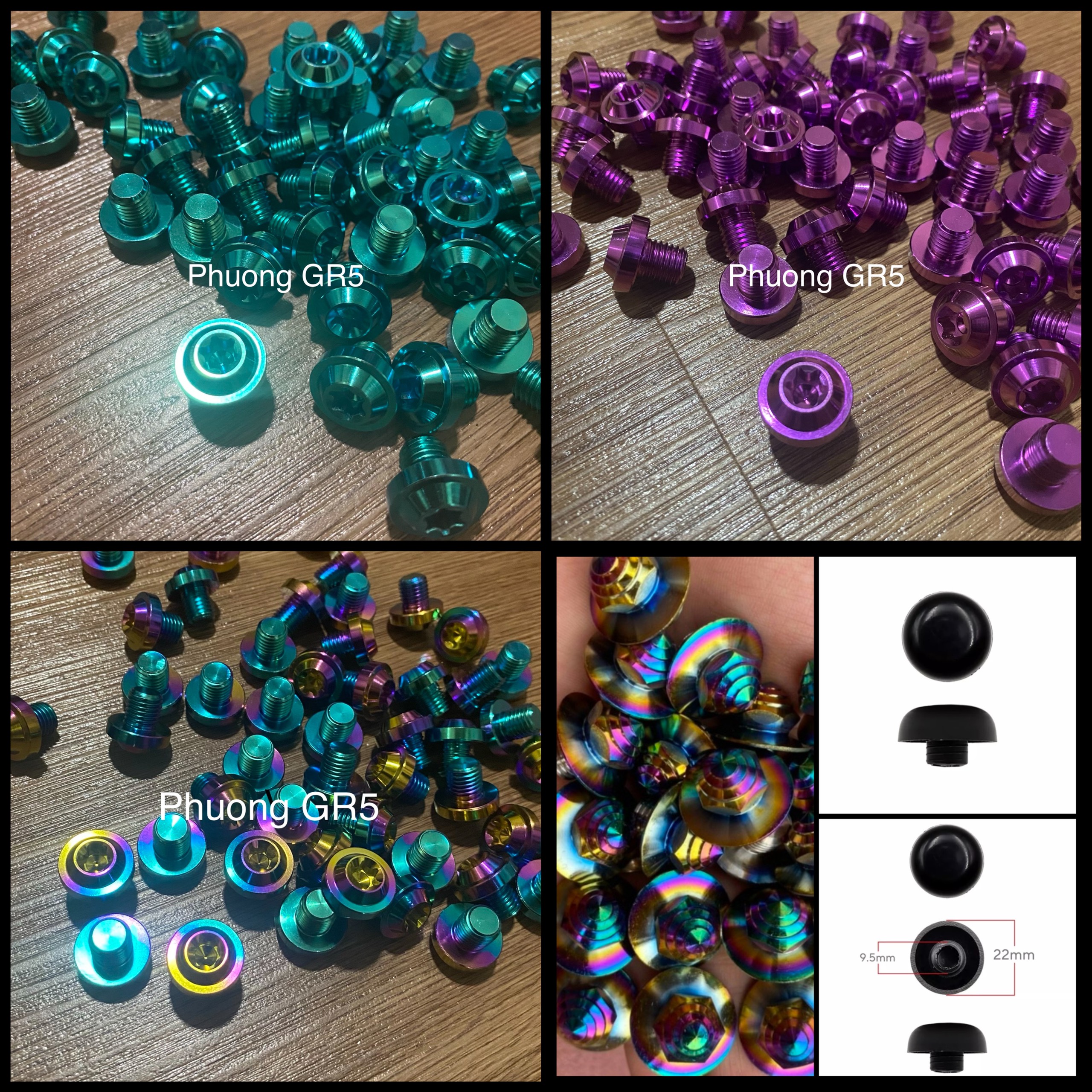 Ốc bịt chụp chân gương titan xe wave sirius dream vision ab