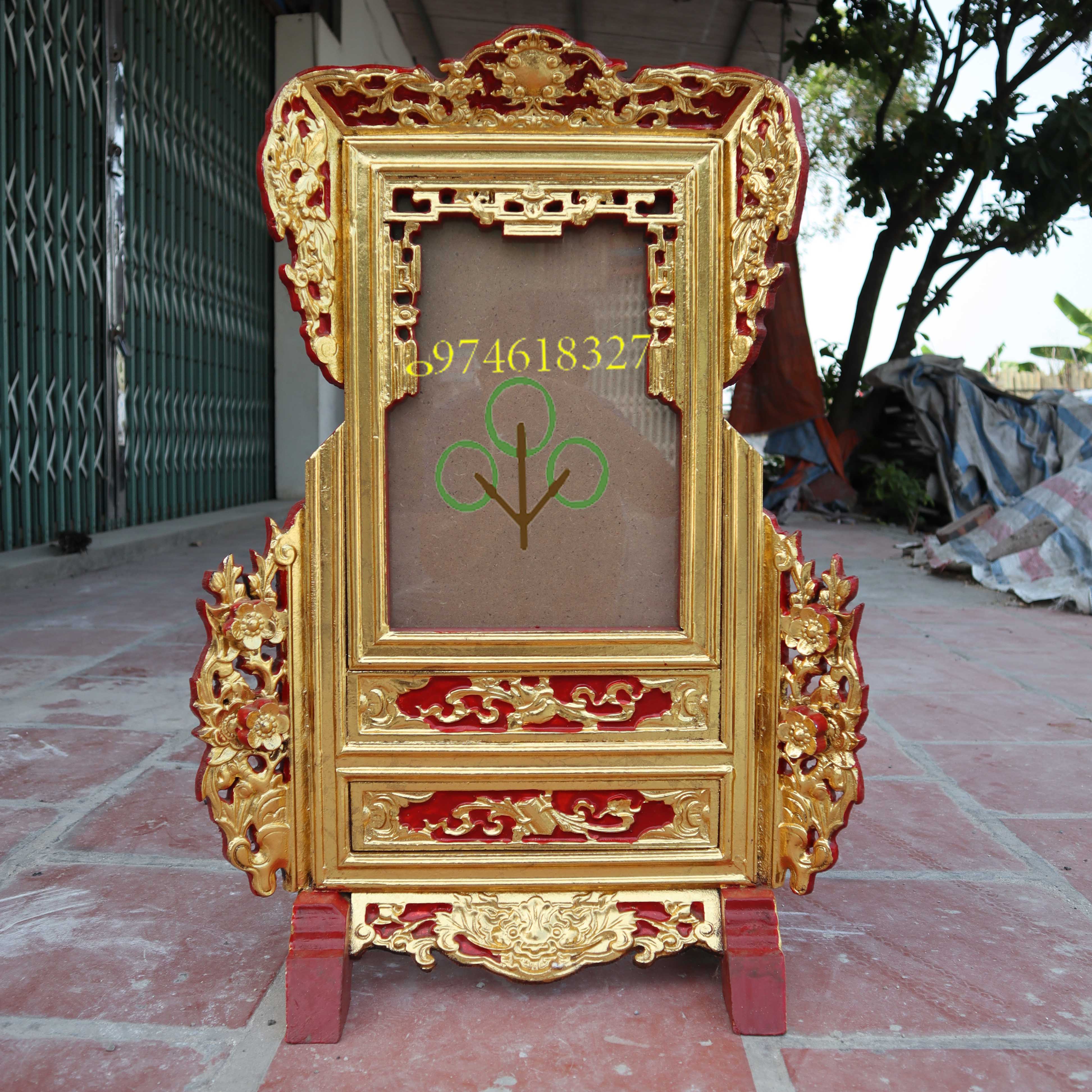 Khung ảnh chiện mai vàng khung hình thờ gỗ mít 21x31