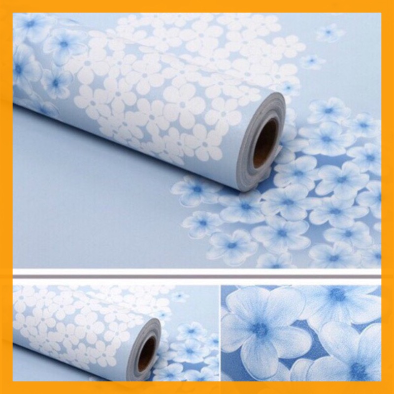 10M Giấy Dán Tường Sẵn Keo Tú Cầu Xanh (10m x 45cm). Không thấm nước không độc hại hoàn toàn thân thiện với môi trường.