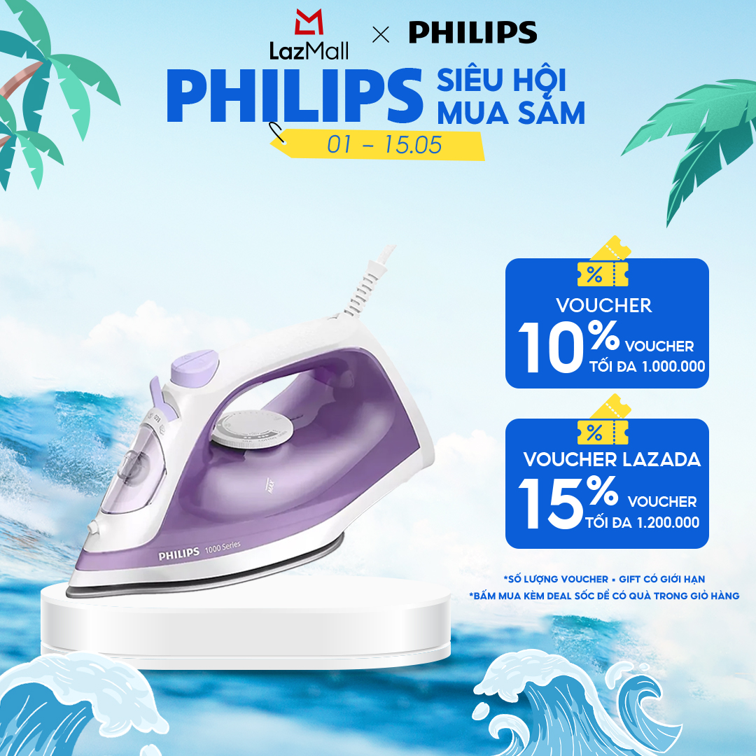 Bàn Ủi Philips DST1040/30 - Công Suất 2000W - Hơi Phun Tăng Cường 90G/Phút - Ngăn Chứa Nước 250ML - Mặt Đế Chống Dính - Hàng Phân Phối Chính Hãng