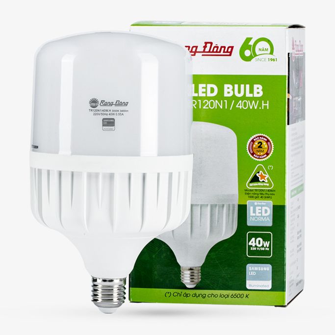 Bóng đèn led bulb trụ công suất 40w nhôm bọc nhựa rạng đông