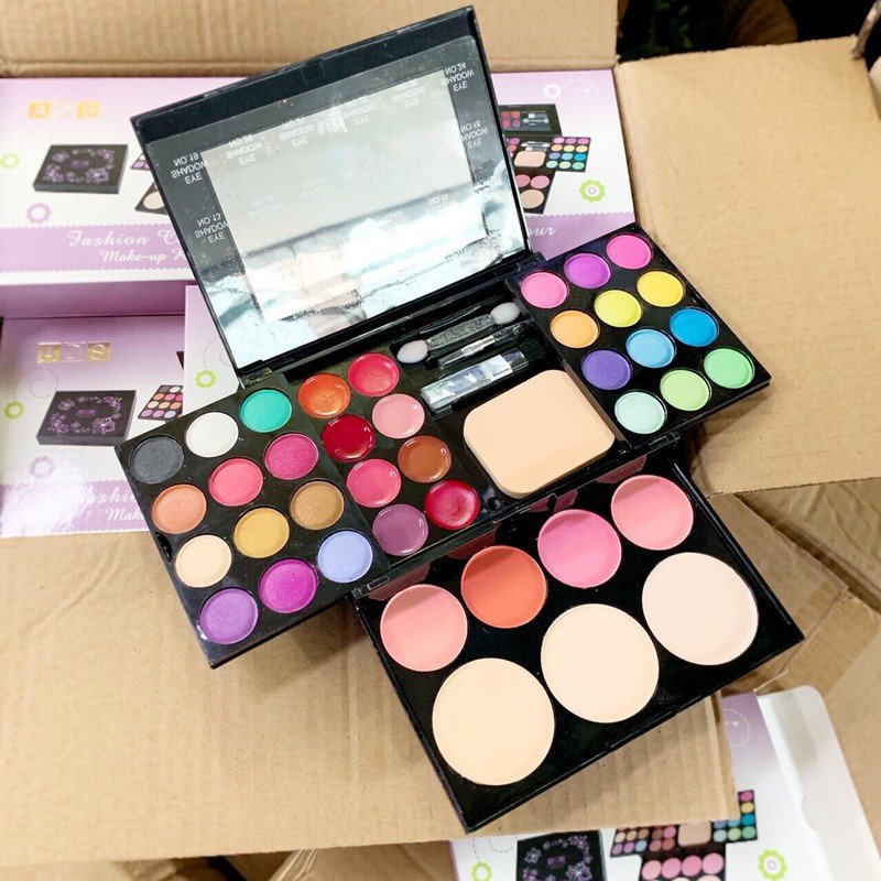 [HCM][Kèm bông & cọ tán] Bộ Phấn Trang Điểm ADS Hộp Lớn 39 Màu - Bộ phấn trang điểm 2 tầng - Set trang điểm makeup cao cấp ADS 5in1 siêu tiện ích và tiết kiệm - Phấn ads - Phấn mắt - Phấn má - Phan mat