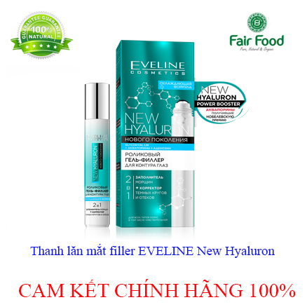 Thanh lăn mắt filler EVELINE New Hyaluron trị quầng thâm và nâng cơ xóa nếp nhăn dưỡng da vùng mắt, massage nâng cơ, dưỡng ẩm, nuôi dưỡng làn da mỏng manh vùng mắt