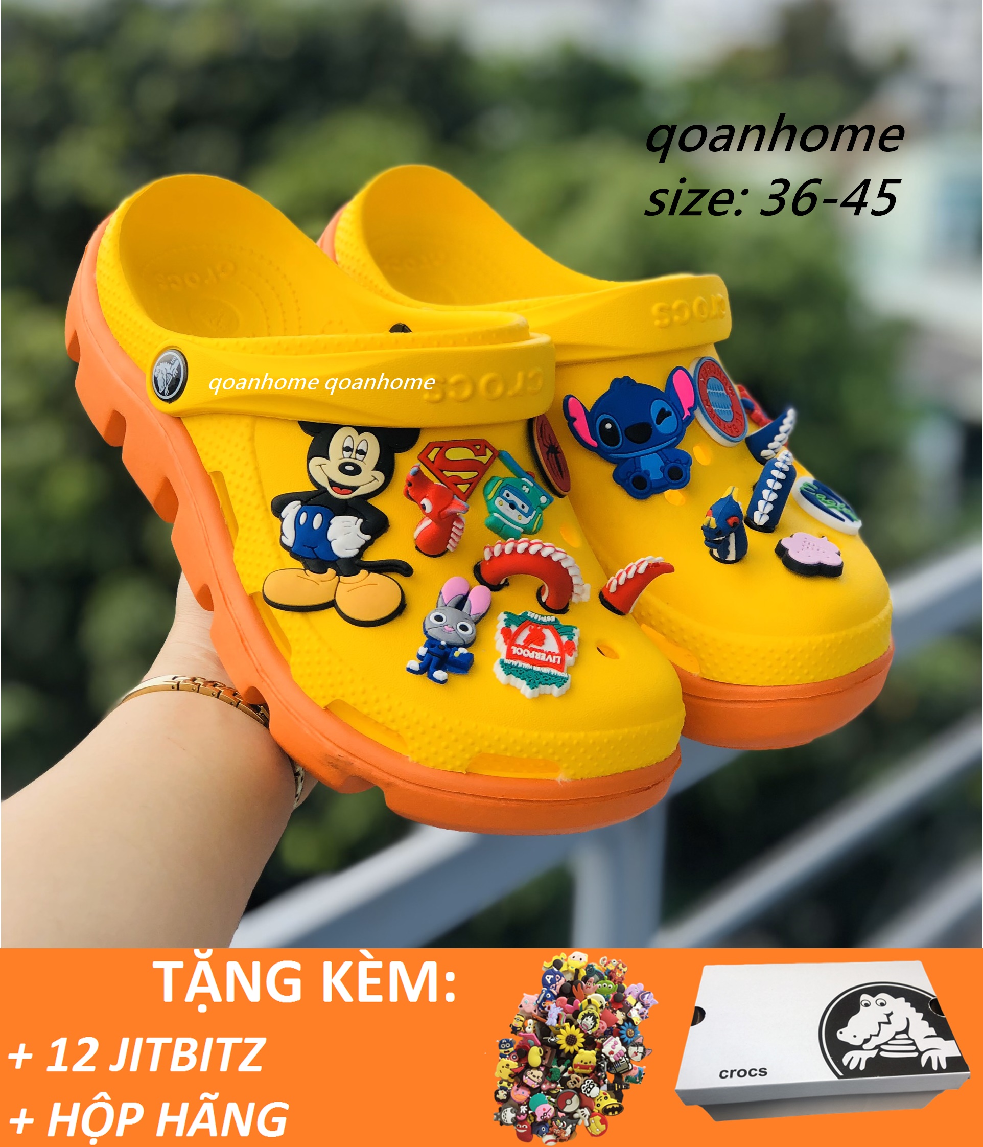 DÉP CÁ SẤU CROCS VÀNG CAM - DÉP QUAI NGANG CROCS DUET SPORT -  DÉP CÁ SẤU - DÉP QUAI NGANG CÁ SẤU - DÉP SỤC- DÉP CROCS