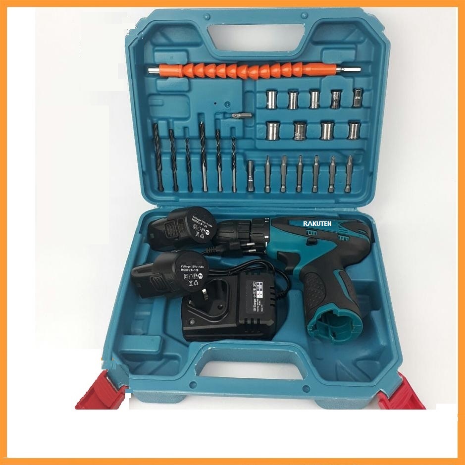 Máy khoan pin, Máy khoan dùng pin RAKUTEN 12V TẶNG BỘ MŨI KHOAN