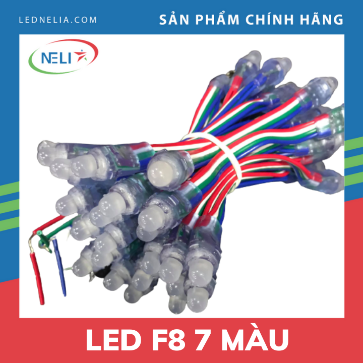 Led F8 đế 12mm 7 màu làm biển chữ quảng cáo, trang trí.