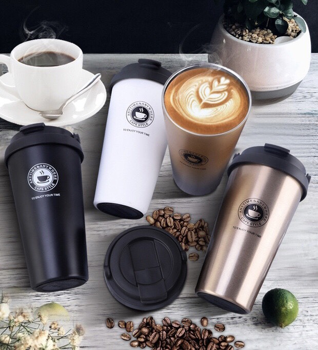 Cốc giữ nhiệt Cafe Holic chất liệu inox 304, giữ nhiệt 6-8h 500ml