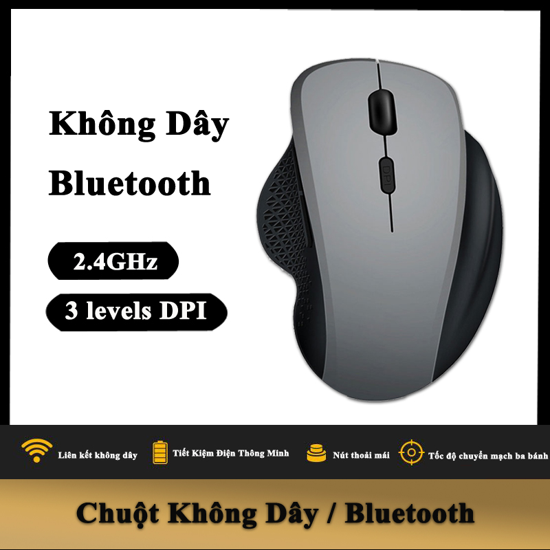 Chuột không dây bluetooth bấm siêu êm 2.4GHz gamming wireless laptop Chuột máy tính có dây