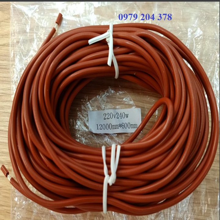 DÀI 12 mét, 220V-240W Dây điện trở dạng silicone  ủ tỏi đen, xả cửa kho lạnh